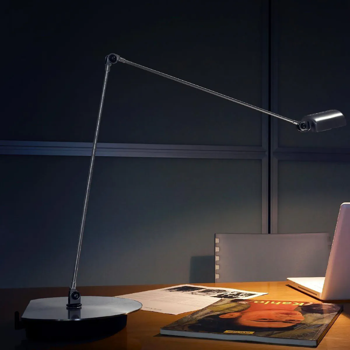 Daphine Cloe LED Tischleuchte, H: 50 cm, Nickel gebürstet, Extra-Warmweiß 2700K