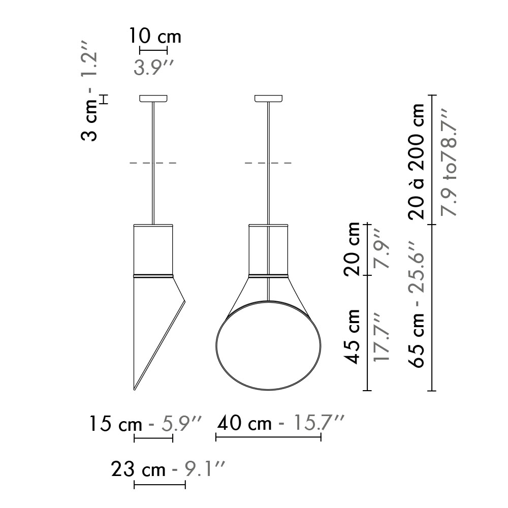 Cargo Pendelleuchte S, L 40 cm, H: 65 cm, Schwarz/Weiß