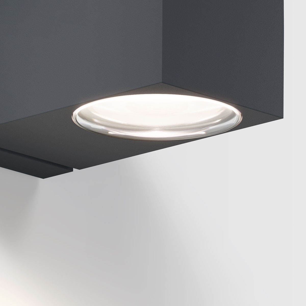 Rechteckige Wandleuchte für außen fokusiert como one Wandleuchte, H: 7,45 cm, B: 6,8 cm, Deep Black