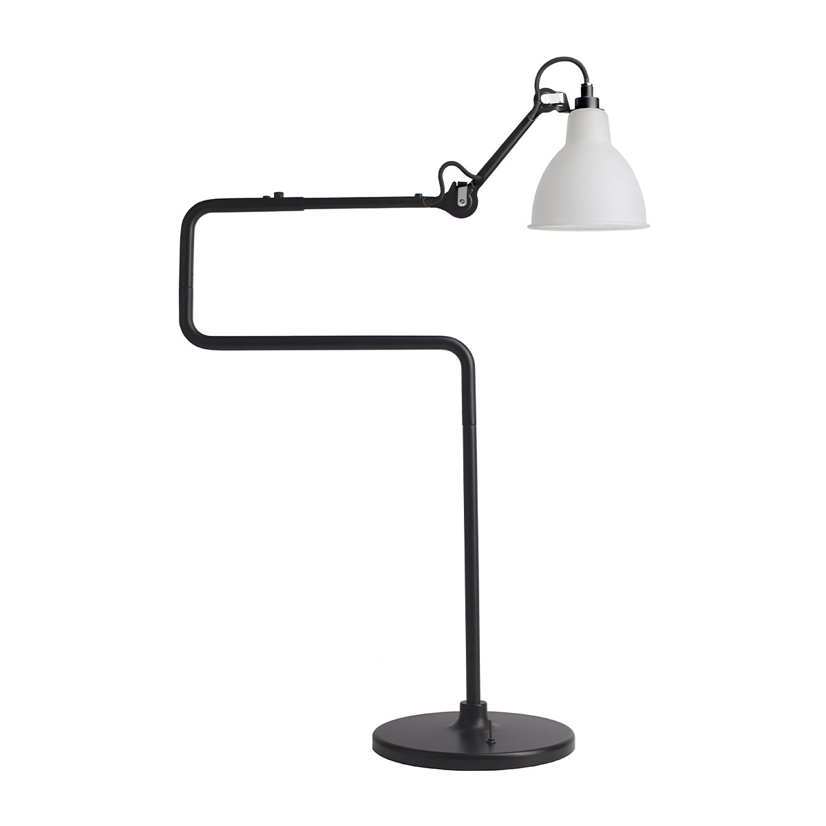 Lampe Gras N° 317 Tischleuchte, H: 65 cm Schwarz, Schirm Polycarbonat Rund in Schwarz Weiß – hochwertiges Design aus dem Hause DCW Editions passt perfekt auf den Beistelltisch