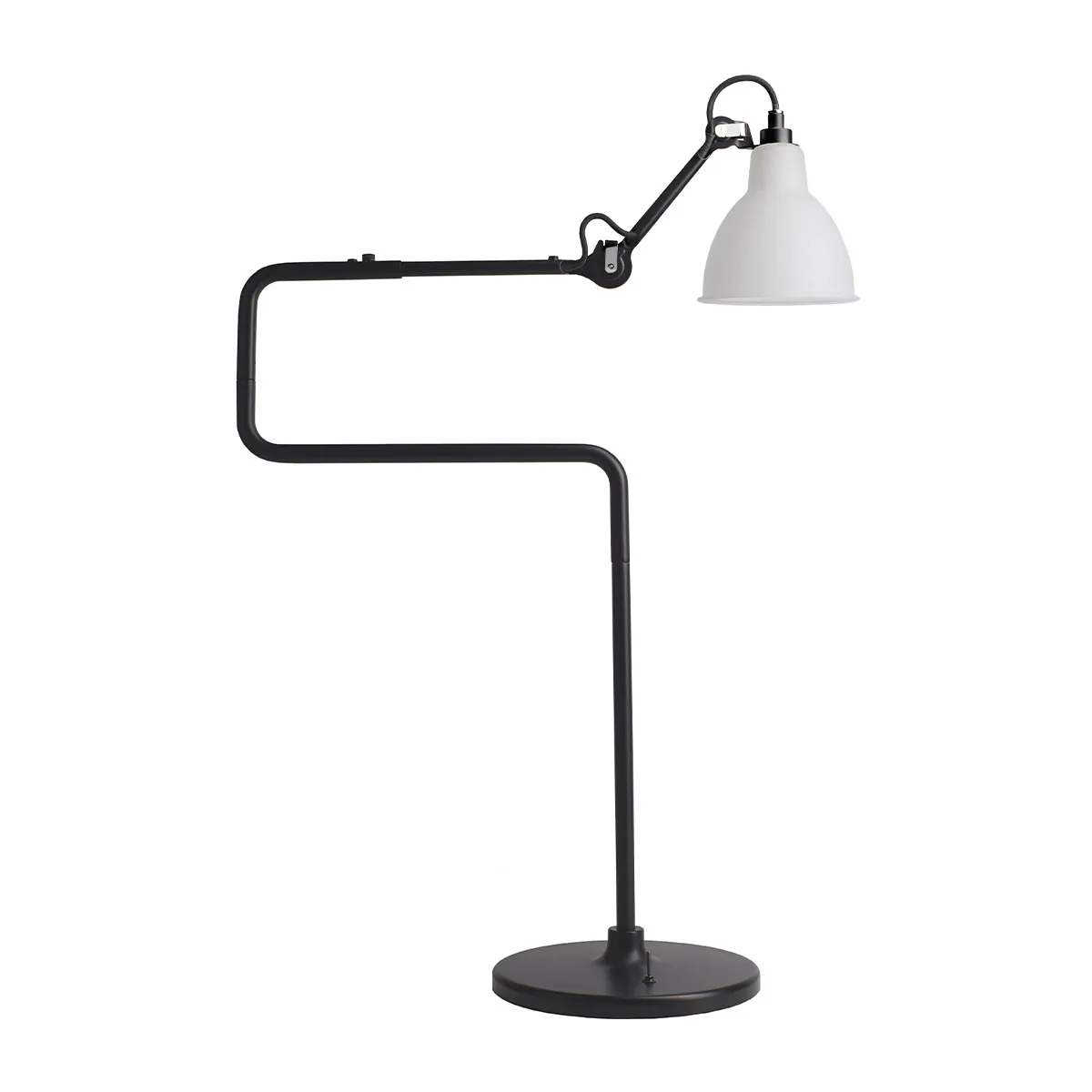 Lampe Gras N° 317 Tischleuchte, H: 65 cm Schwarz, Schirm Polycarbonat Rund in Schwarz Weiß – hochwertiges Design aus dem Hause DCW Editions passt perfekt auf den Beistelltisch