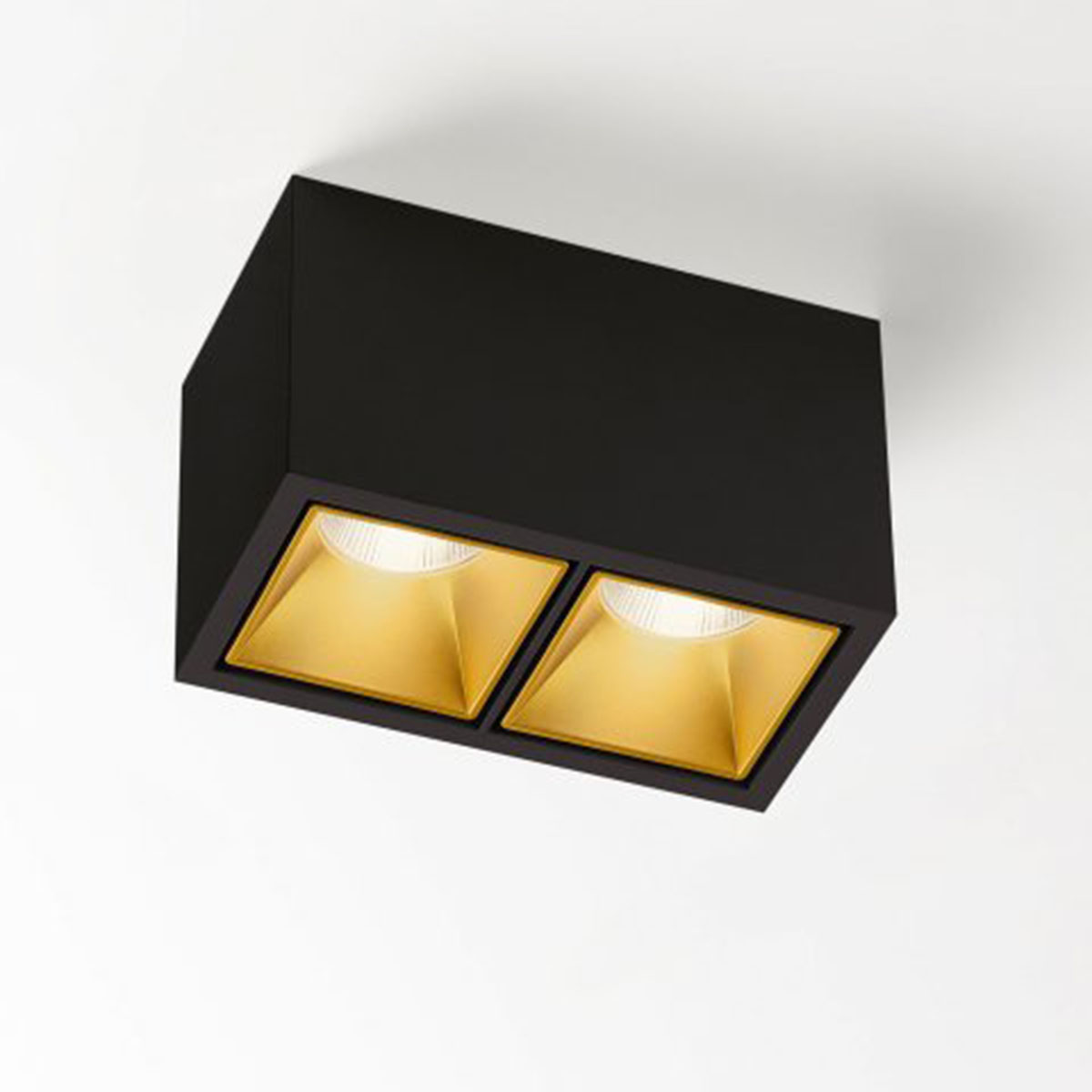 BOXY 2 L 92733 DIM8 Aufbaustrahler, L: 14,8 cm, B: 8 cm, Schwarz & Gold, Warmweiß 3000K