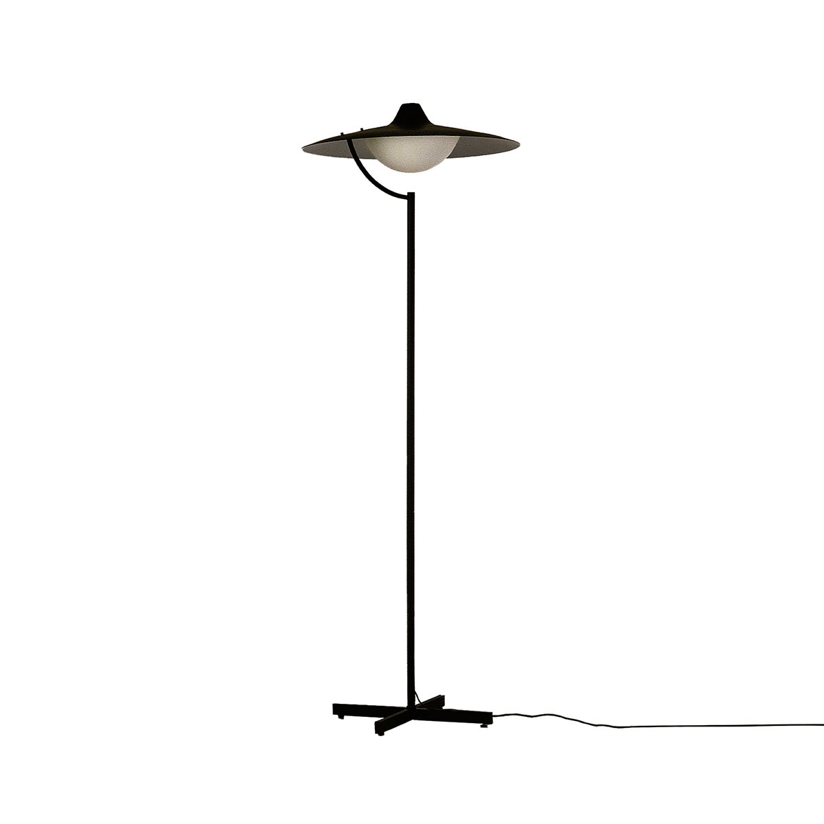 DCW Editions Biny Floor Stehleuchte, H: 159,8 cm Schwarz Modern – exklusive Stehleuchte für Schlafzimmer