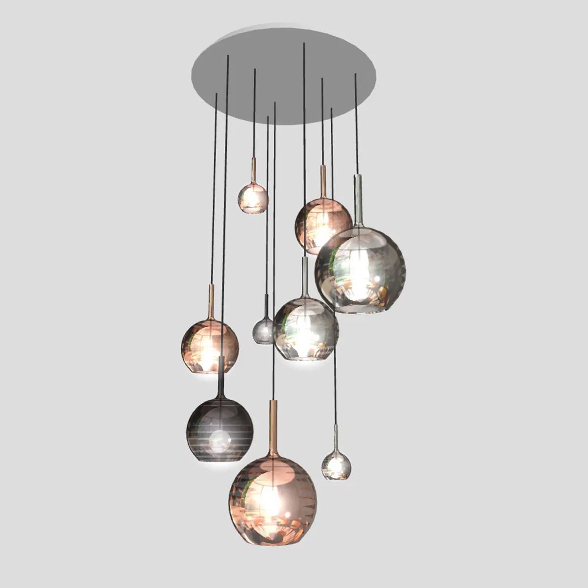 Lampen Baldachin für Glo, Lit, Mom 9-fach, Ø: 80 cm x H: 5 cm, Titanium