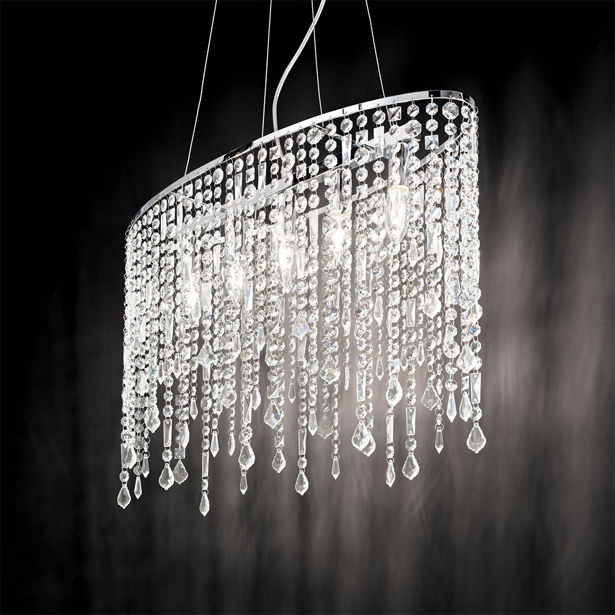 Rain SP5 Pendelleuchte Chrom Kristallglas, L: 65,5 cm