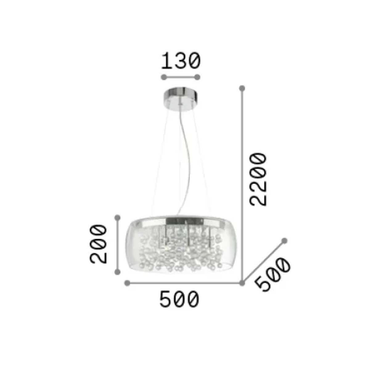 Audi-80 SP8 Pendelleuchte, Ø: 50 cm, Transparent