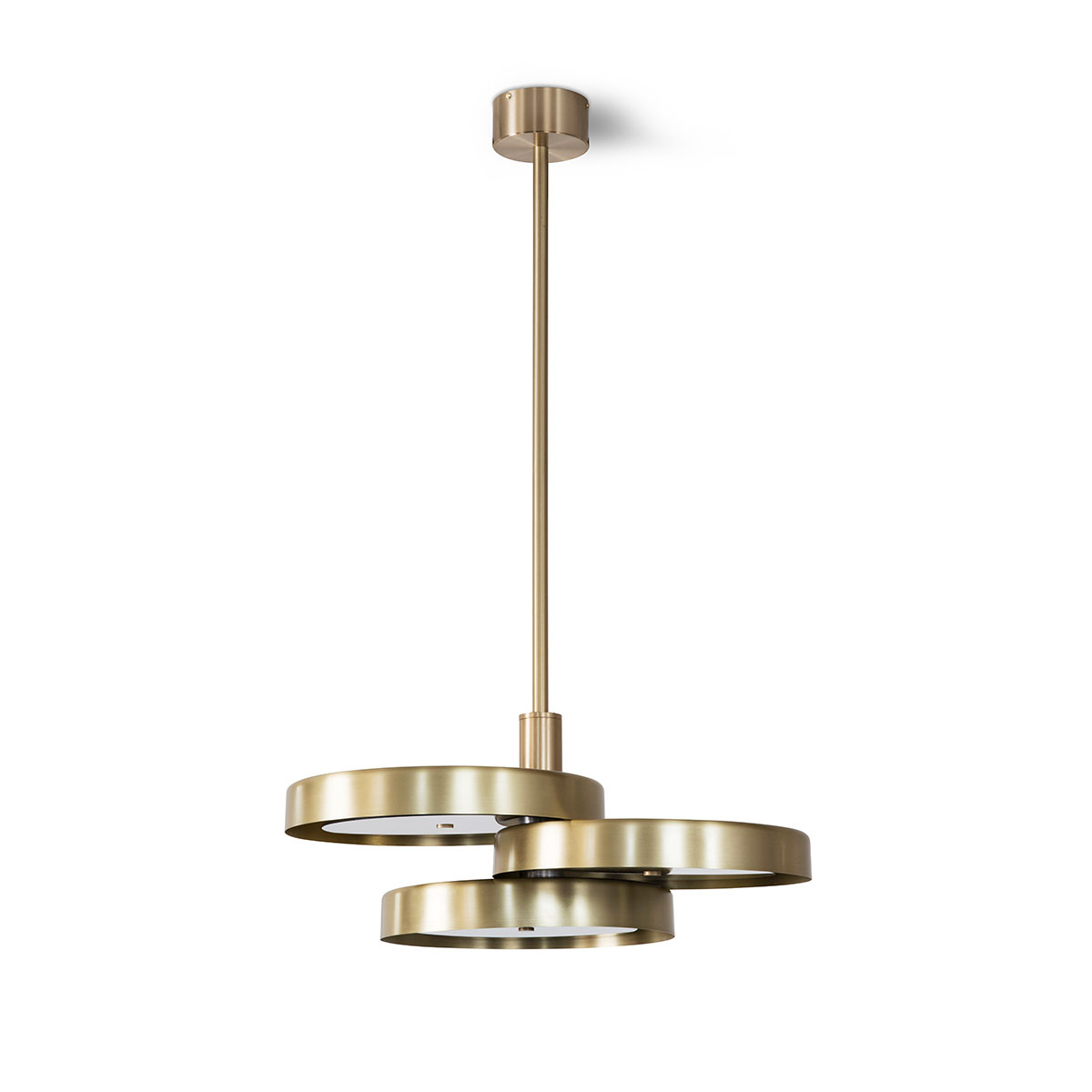 Luxusleuchten aus Großbritannien: Bert Frank Triac Pendelleuchte, Ø: 62 cm, Opal, goldfarbene Oberfläche und Polycarbonat, britische Luxusleuchte, blendfreies Licht