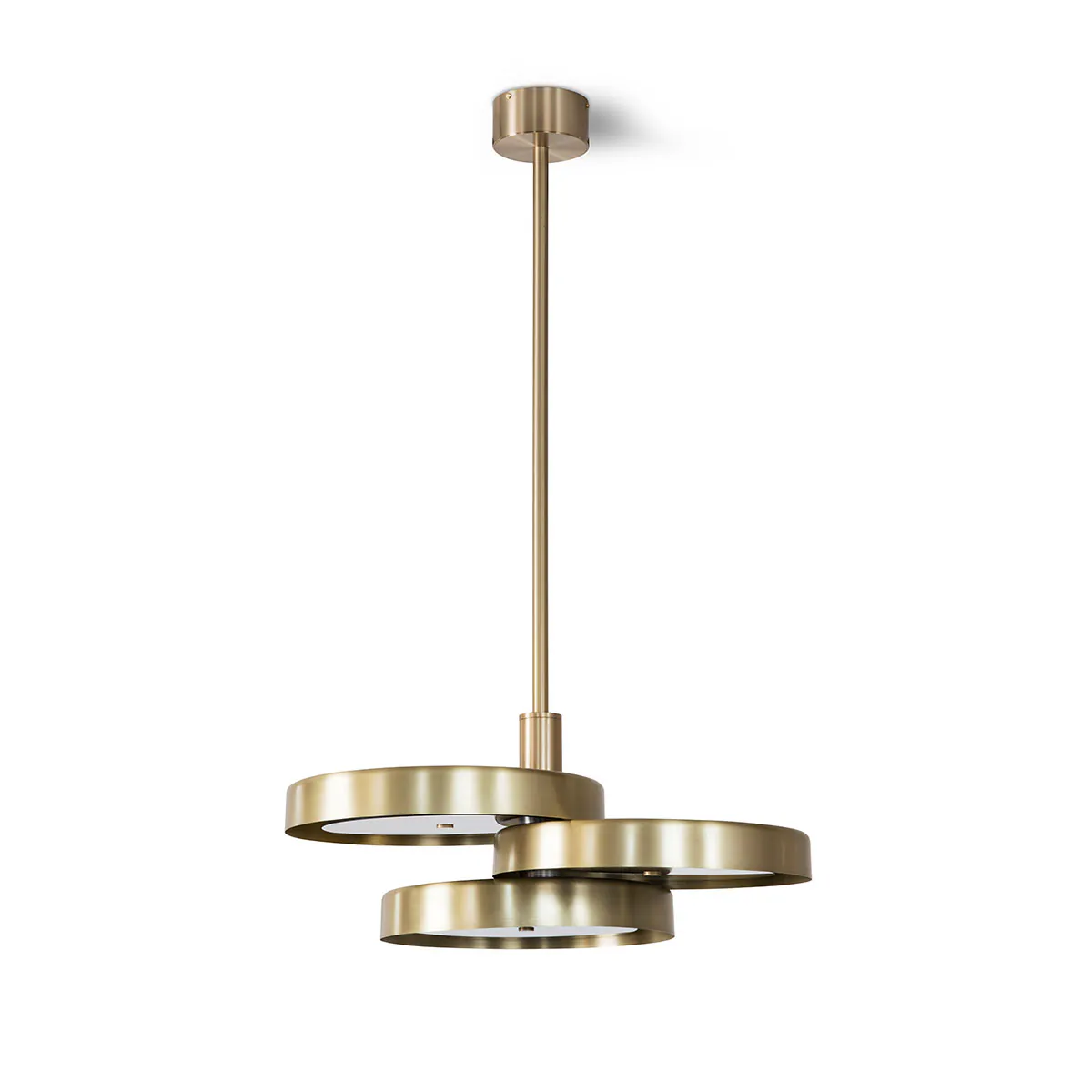 Luxusleuchten aus Großbritannien: Bert Frank Triac Pendelleuchte, Ø: 62 cm, Opal, goldfarbene Oberfläche und Polycarbonat, britische Luxusleuchte, blendfreies Licht