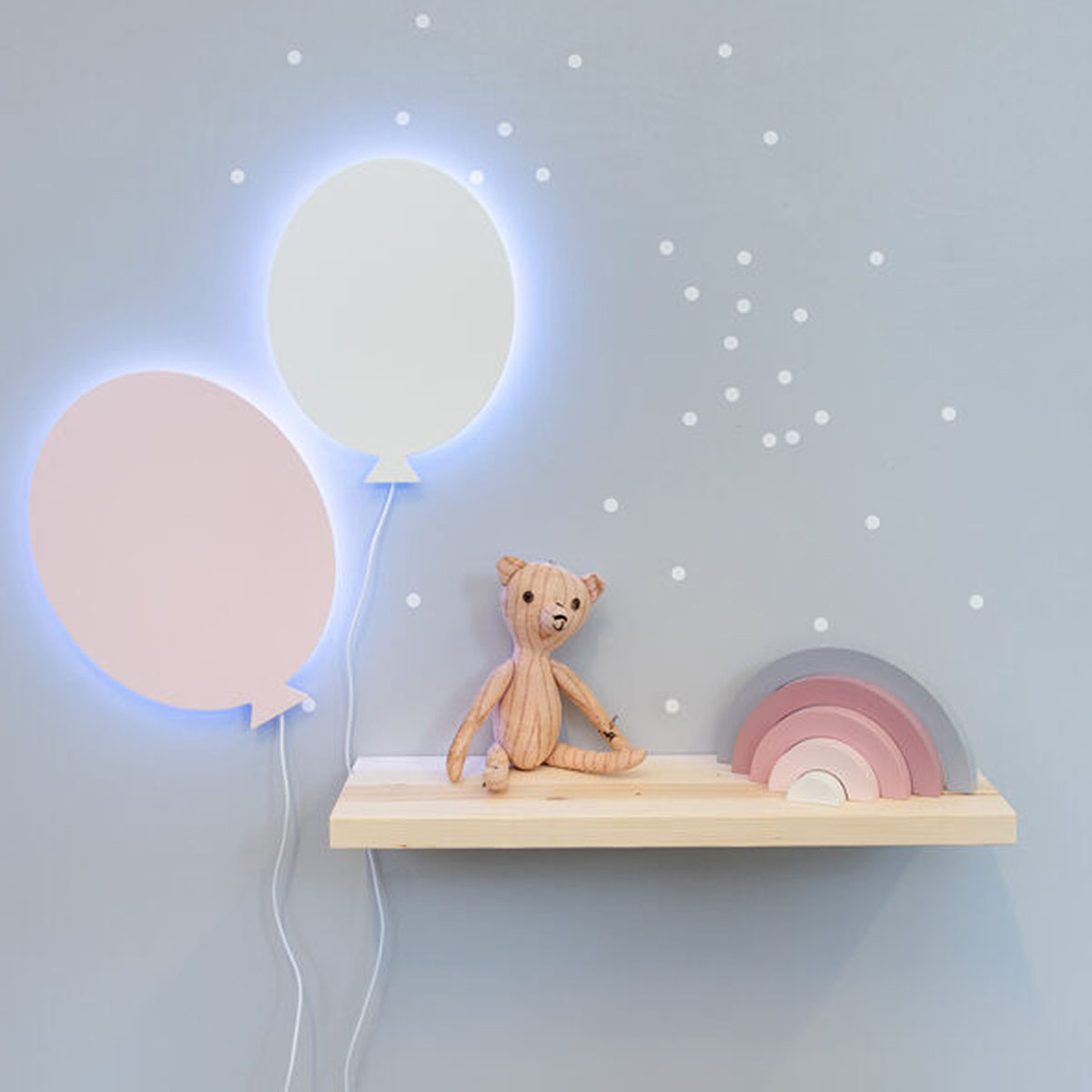 Piku LED Lampe Kinderzimmer Luftballon mit Farbwechsel, handgemacht aus Holz, Gelb