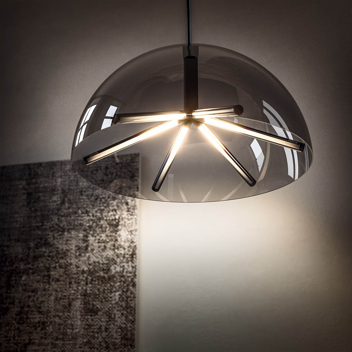 Runa Pendelleuchte, Bronze Rauchglas, Ø: 45 cm, Extra-Warmweiß 2700K, DALI Runa Pendelleuchte, Bronze Rauchglas, Ø: 45 cm, Extra-Warmweiß 2700K, 0-10V