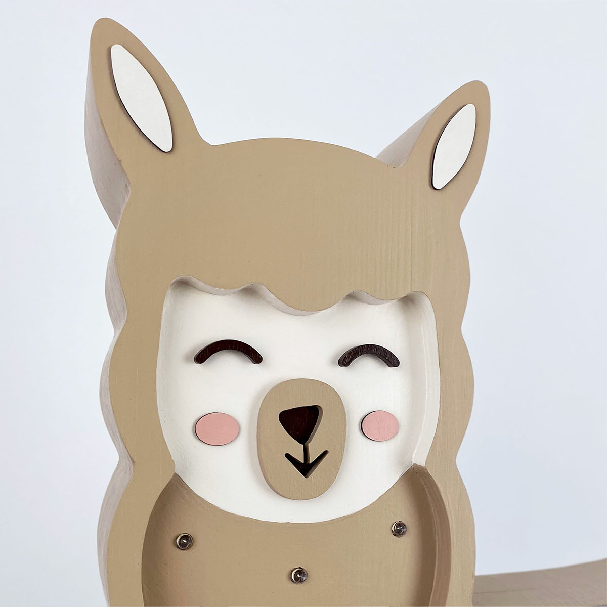 LED Kinderleuchte Lama aus Holz, handgemacht