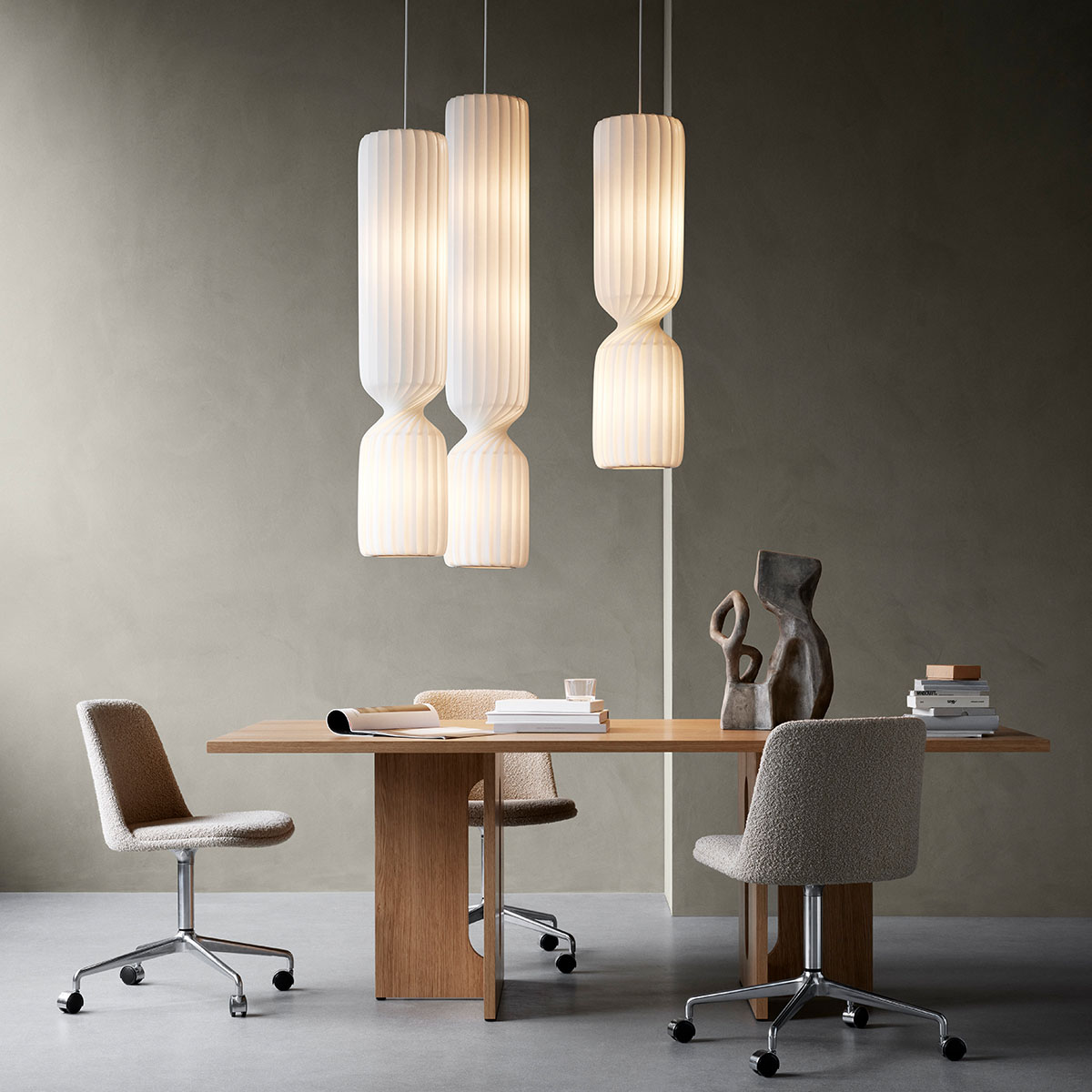 TR41 Pendelleuchte, PC / Vliesstof, Ø: 25 cm, H: 140 cm