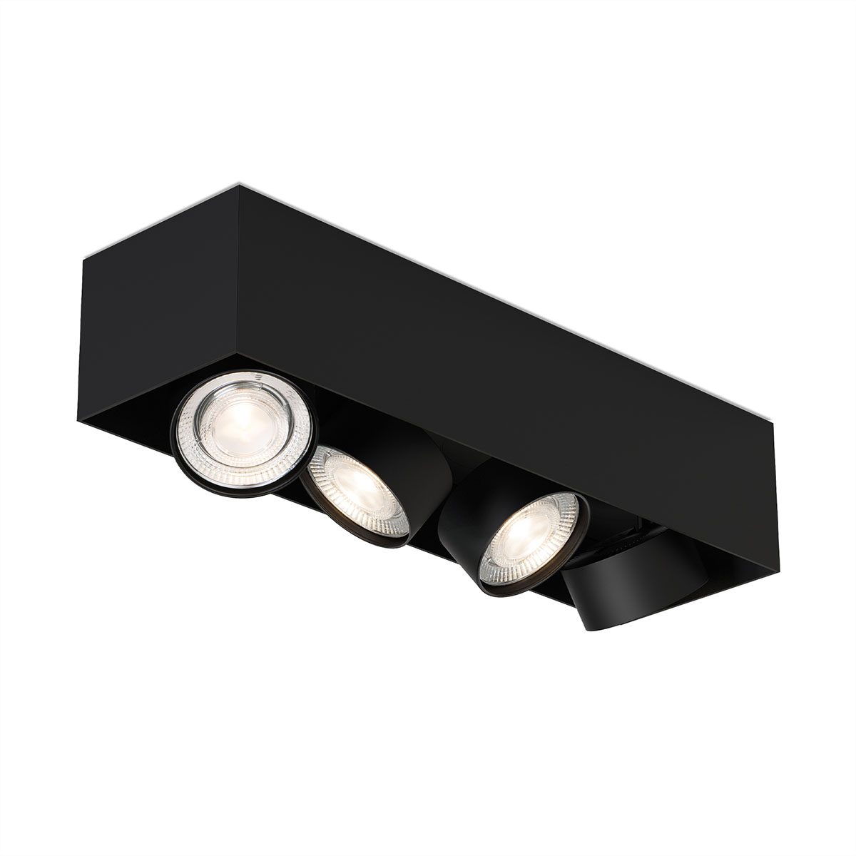 Wittenberg 4.0, wi4-ab-4e-kb Aufbaustrahler, Schwarz matt, Extra-Warmweiß 2700K, Spot 12°, Phase Cut Wittenberg 4.0, wi4-ab-4e-kb Aufbaustrahler, Schwarz matt, Warmweiß 3000K, Flood 38°, Bluetooth