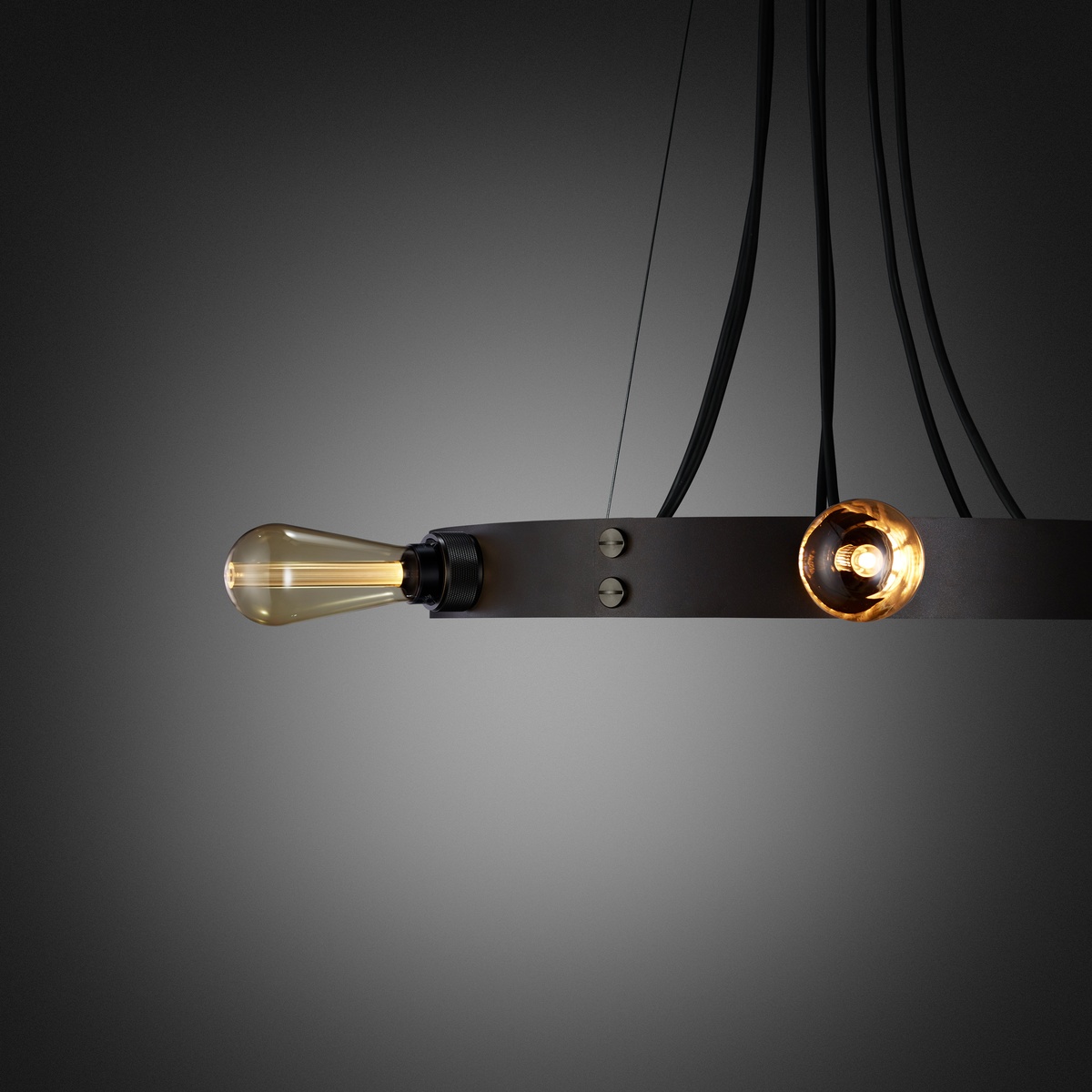 buster-punch-hero-light-graphite-smoked-bronze-gold-detail Buster + Punch Hero Light Ring-Pendelleuchte 6-flammig Ø 80 cm, Graphit, Smoked Bronze