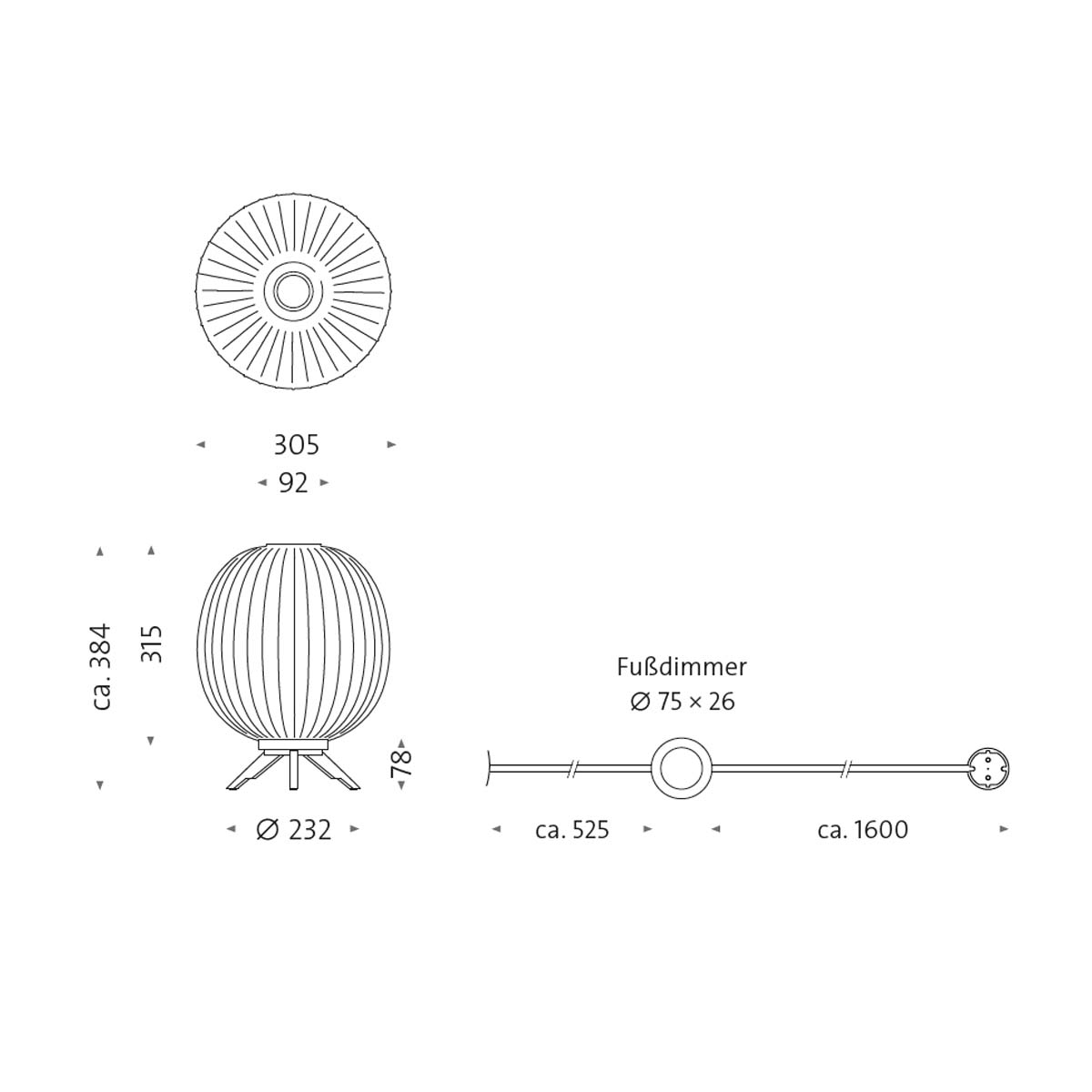 Mawa Design Bologna mini Bodenleuchte, H: 38,4 cm