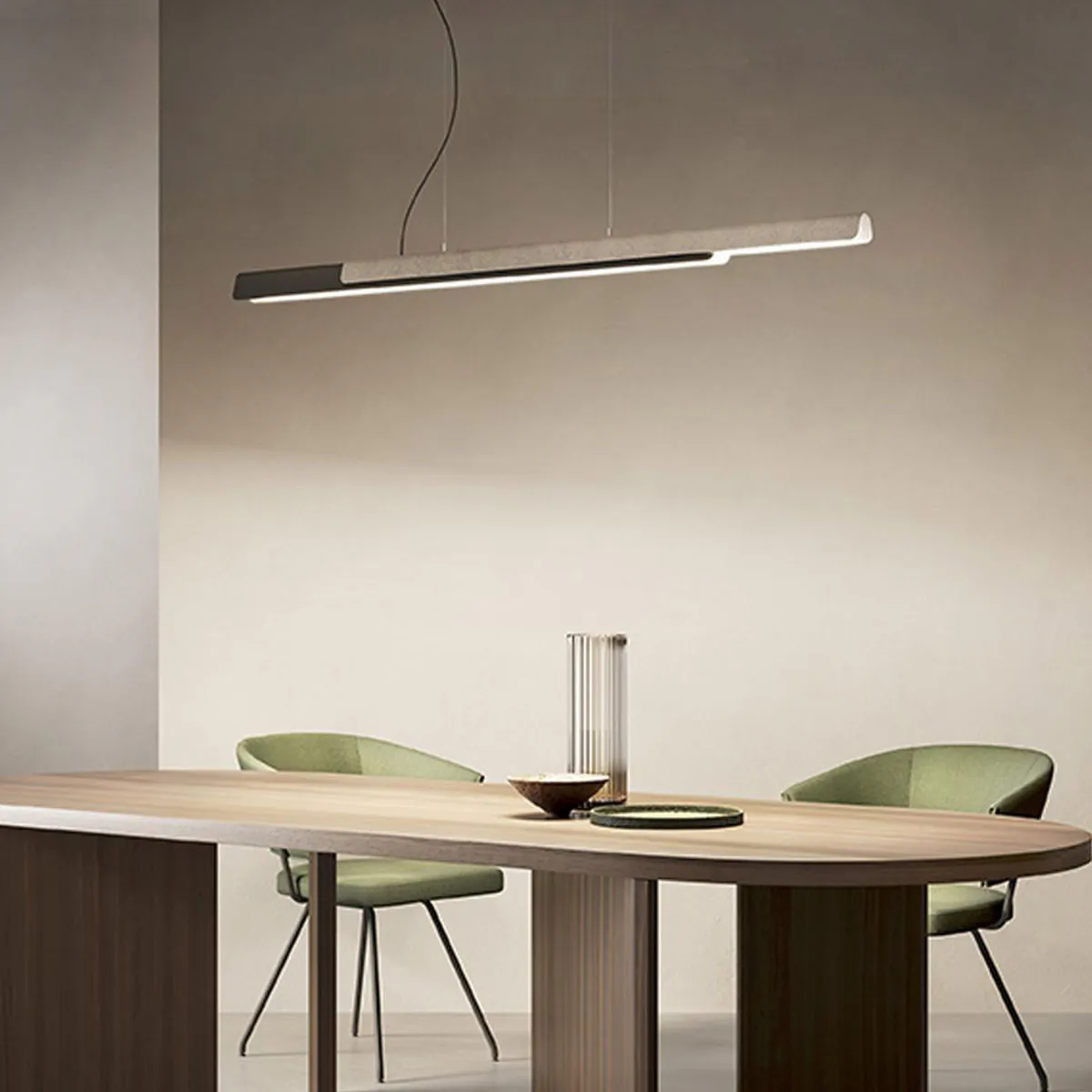 Dala Linear Pendelleuchte, L: 150 cm, Beige & Kupfer, Warmweiß 3000K