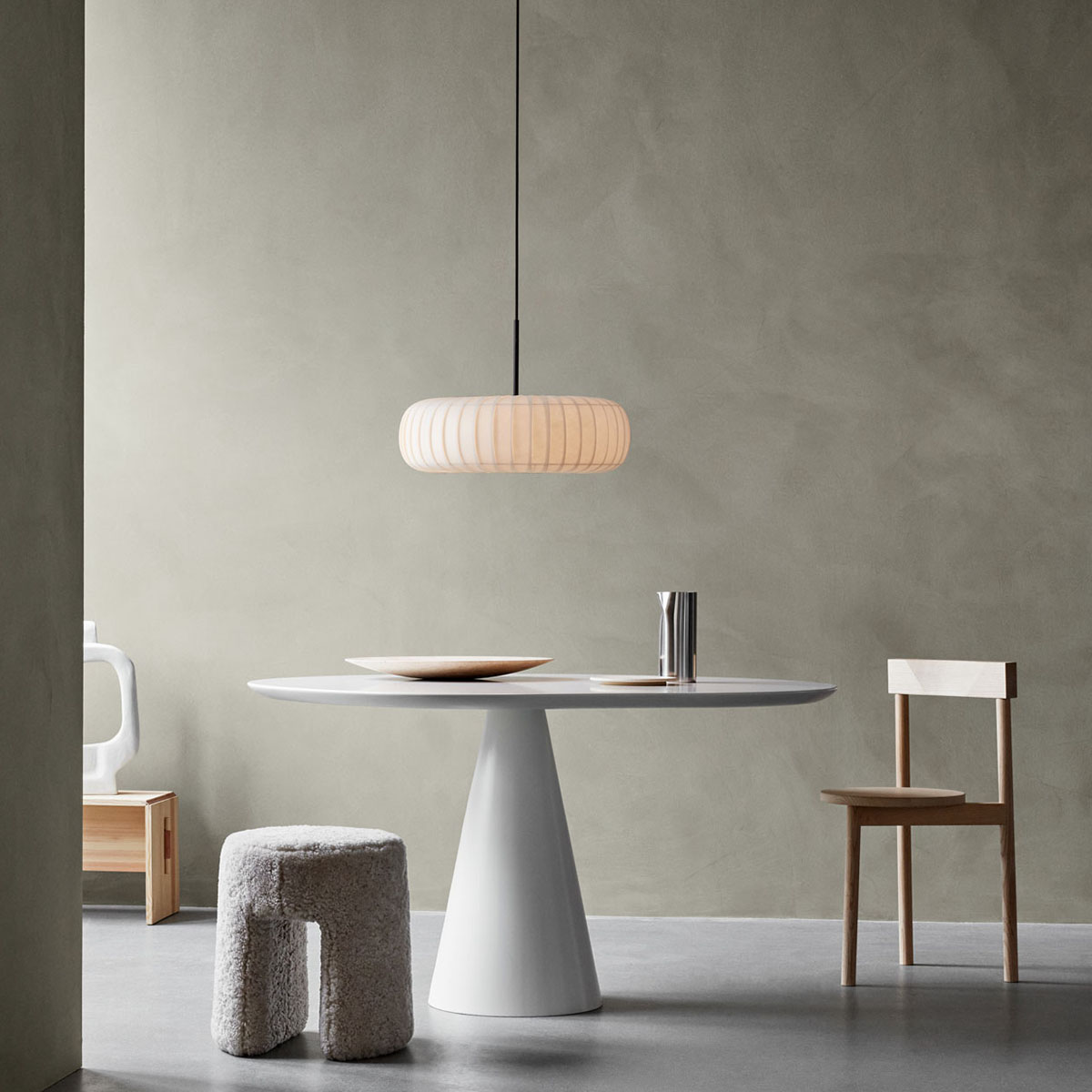 TR36 Pendelleuchte, PC / Vliesstof, Ø: 54 cm, H: 18 cm