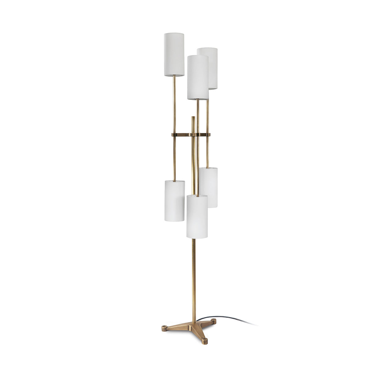 Luxusleuchten aus Großbritannien: Bert Frank Pugil Standlampe, H: 147,5 cm, 6-flammig, Messing und Textil, exklusives britisches Design, gleichmäßige Beleuchtung Luxusleuchten aus Großbritannien: Bert Frank Pugil Standlampe, H: 147,5 cm, 6-flammig, Messing und Textil, exklusives britisches Design, gleichmäßige Beleuchtung