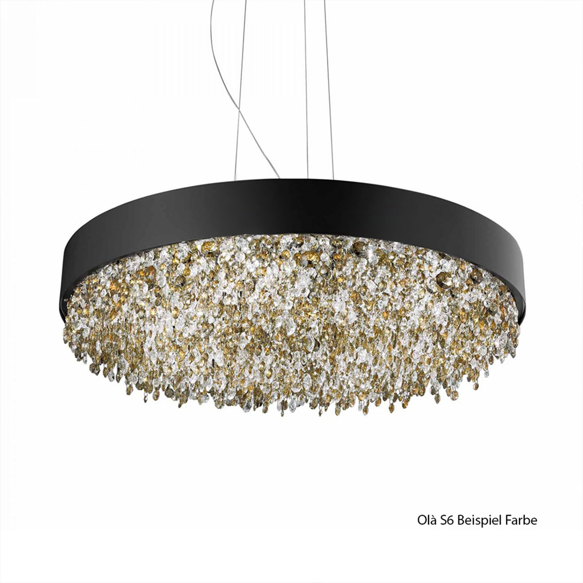 Masiero Olà S2 15 Pendelleuchte Pendelleuchten - elegantes Designerlicht aus Glas und Metall, Farbe Schwarz