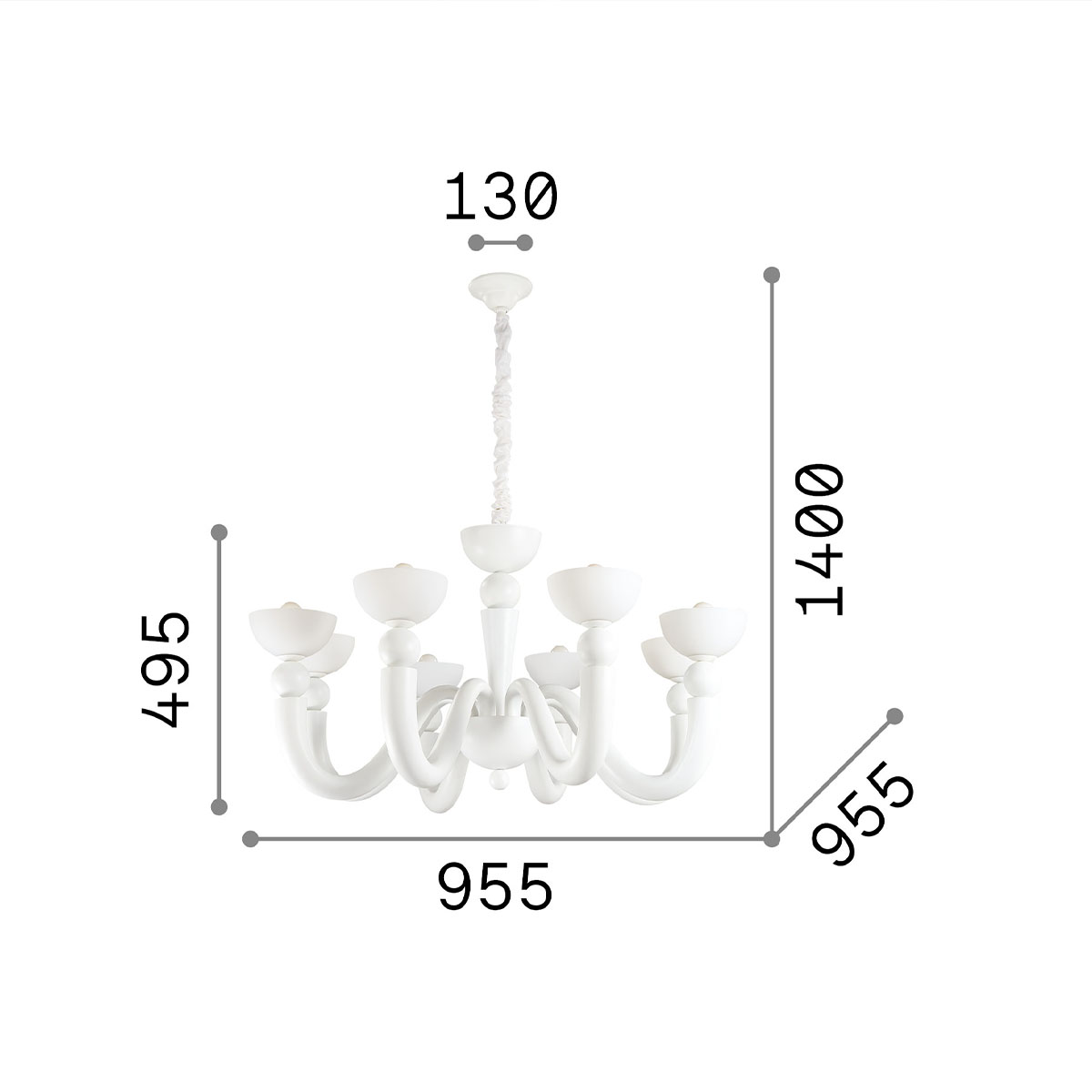 Bon Bon SP8 Moderner Kronleuchter, Weiß, Ø: 95,5 cm Bon Bon SP8 Moderner Kronleuchter, Weiß, Ø: 95,5 cm