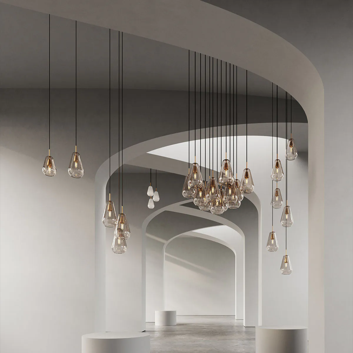 Anoli 6 Pendelleuchte, Ø: 46,5 cm, Opalglas