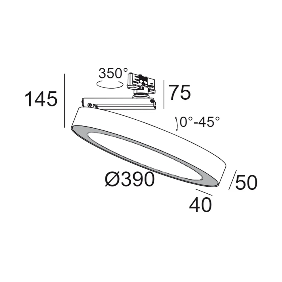 SUPER-OH! XS PIVOT 39 ADM DIM8 Schienenstrahler, Weiß, Ø: 39 cm