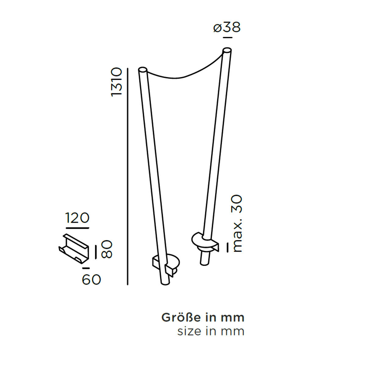 IP44.de cherry bubbls canes Lichterkette Halterung. Ø: 3,8 cm, H: 131 cm – Zubehör für Außenleuchten