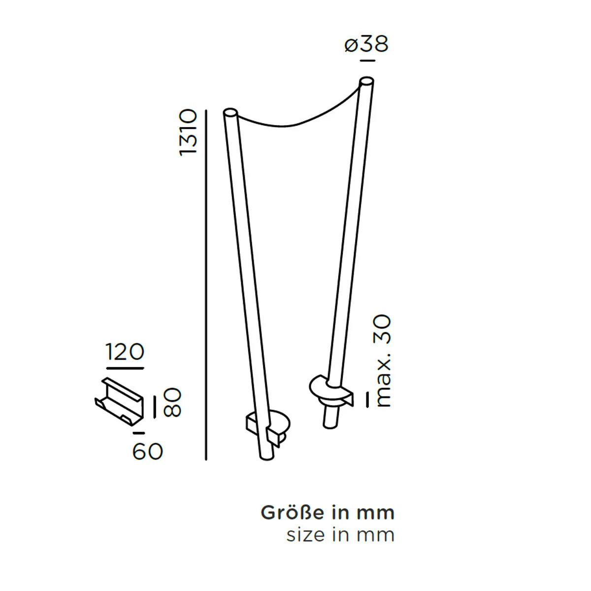 IP44.de cherry bubbls canes Lichterkette Halterung. Ø: 3,8 cm, H: 131 cm – Zubehör für Außenleuchten IP44.de cherry bubbls canes Lichterkette Halterung. Ø: 3,8 cm, H: 131 cm – Zubehör für Außenleuchten