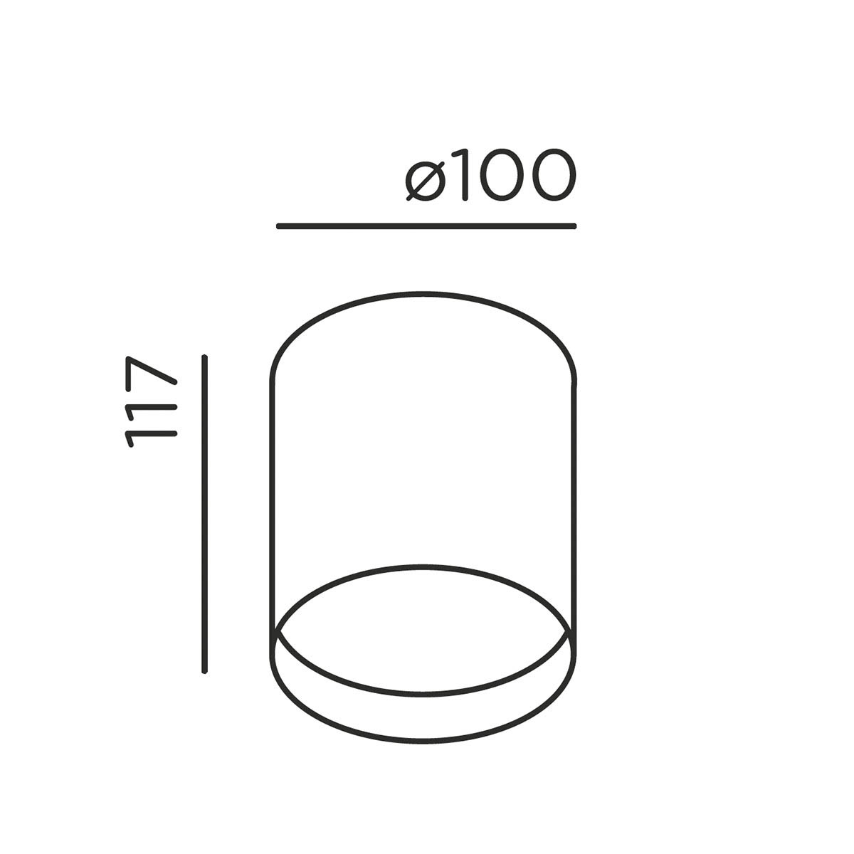 IP44.de up R Deckenleuchte, Ø: 10 cm, H: 11,7 cm up R Deckenleuchte, Ø: 10 cm, H: 11,7 cm, Deep Black Deckenleuchten – technische Zeichnung