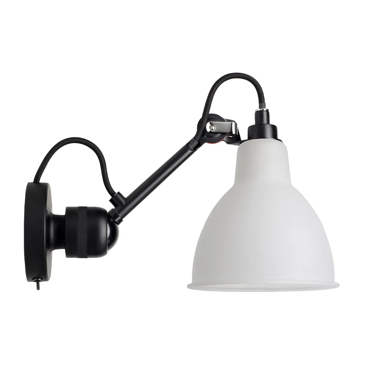 Lampe Gras N° 304 SW Wandleuchte, T: 15 cm Schwarz, Schirm Polycarbonat Rund in Schwarz Weiß – hochwertige Designerleuchte des Herstellers DCW Editions für den Flur