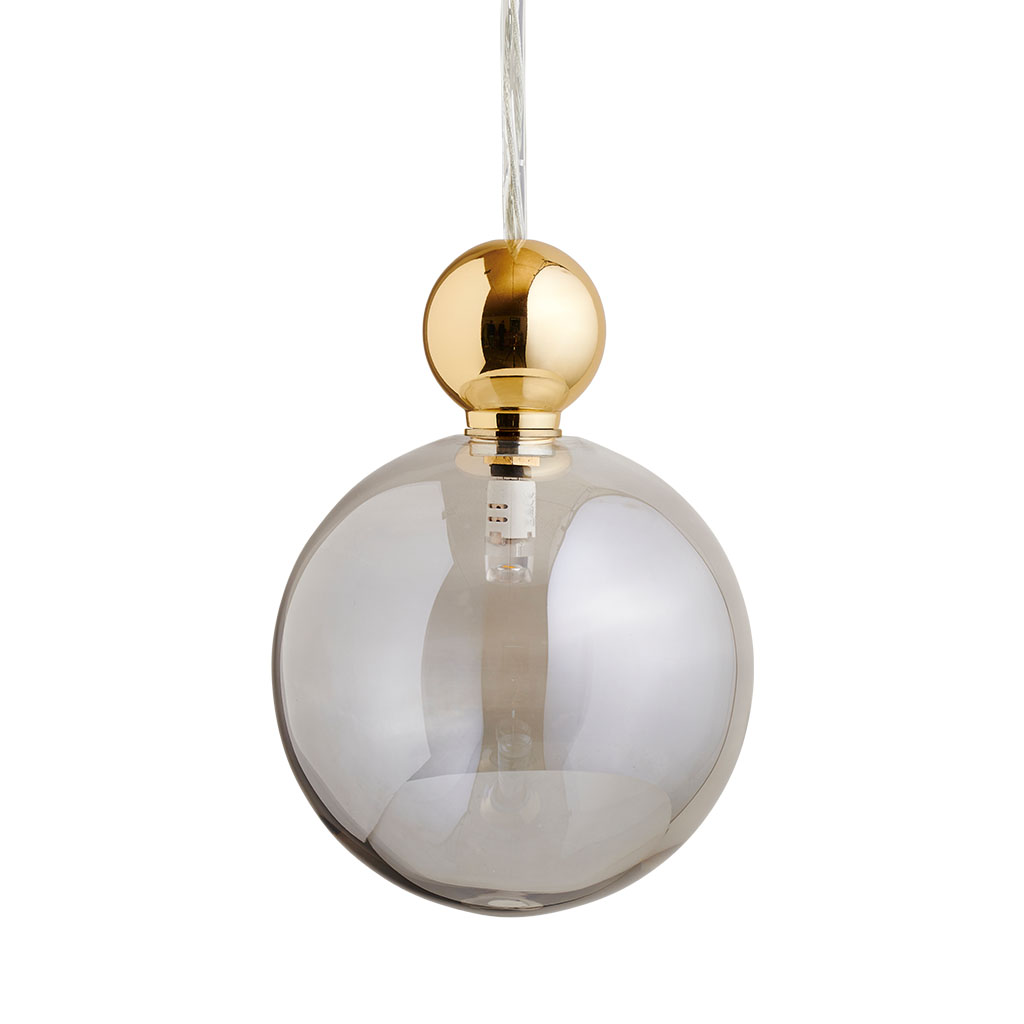 Uva Pendelleuchte L Ø 10 cm, Smokey Grey, Gold, für Multi-Baldachin