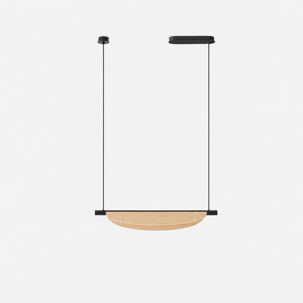 TOOY Thula 562.21 Pendelleuchte, L: 67 cm, H: 11 cm, Sandschwarz, Helle Eiche