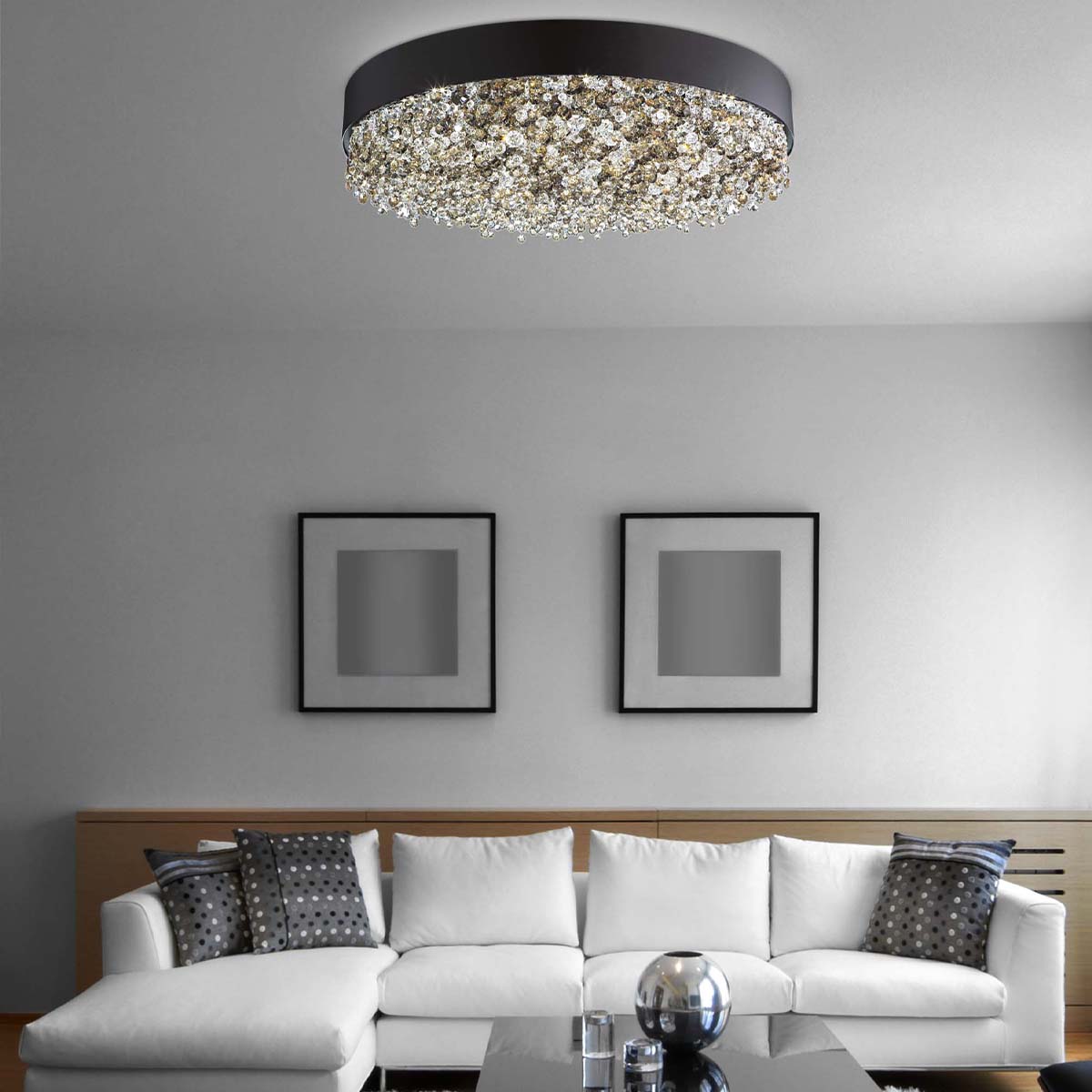 Olà PL6 40 Deckenleuchte, Gold brüniert, Ø: 40 cm, Retrofit Olà PL12 120 Deckenleuchte, Weiß matt, Ø: 120 cm, LED-Modul