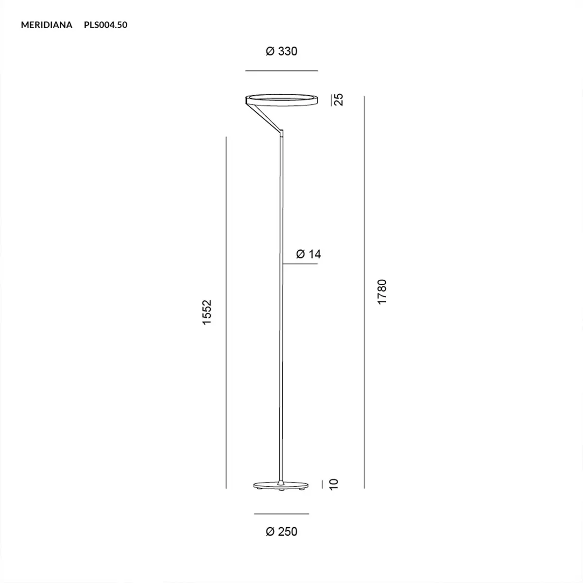 Meridiana Ring Stehleuchte mit Up-Down Licht, Titanium