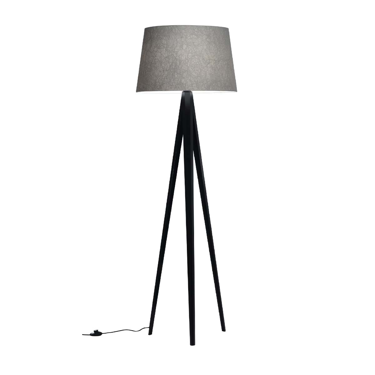 Baulmann Stehleuchte Schwarz, H: 170 cm – Elegante Stehleuchte mit schwarzem Dreifuß und rundem Schirm in der Farbe grau Baulmann Stehleuchte Schwarz, H: 170 cm – Elegante Stehleuchte mit schwarzem Dreifuß und rundem Schirm in der Farbe grau