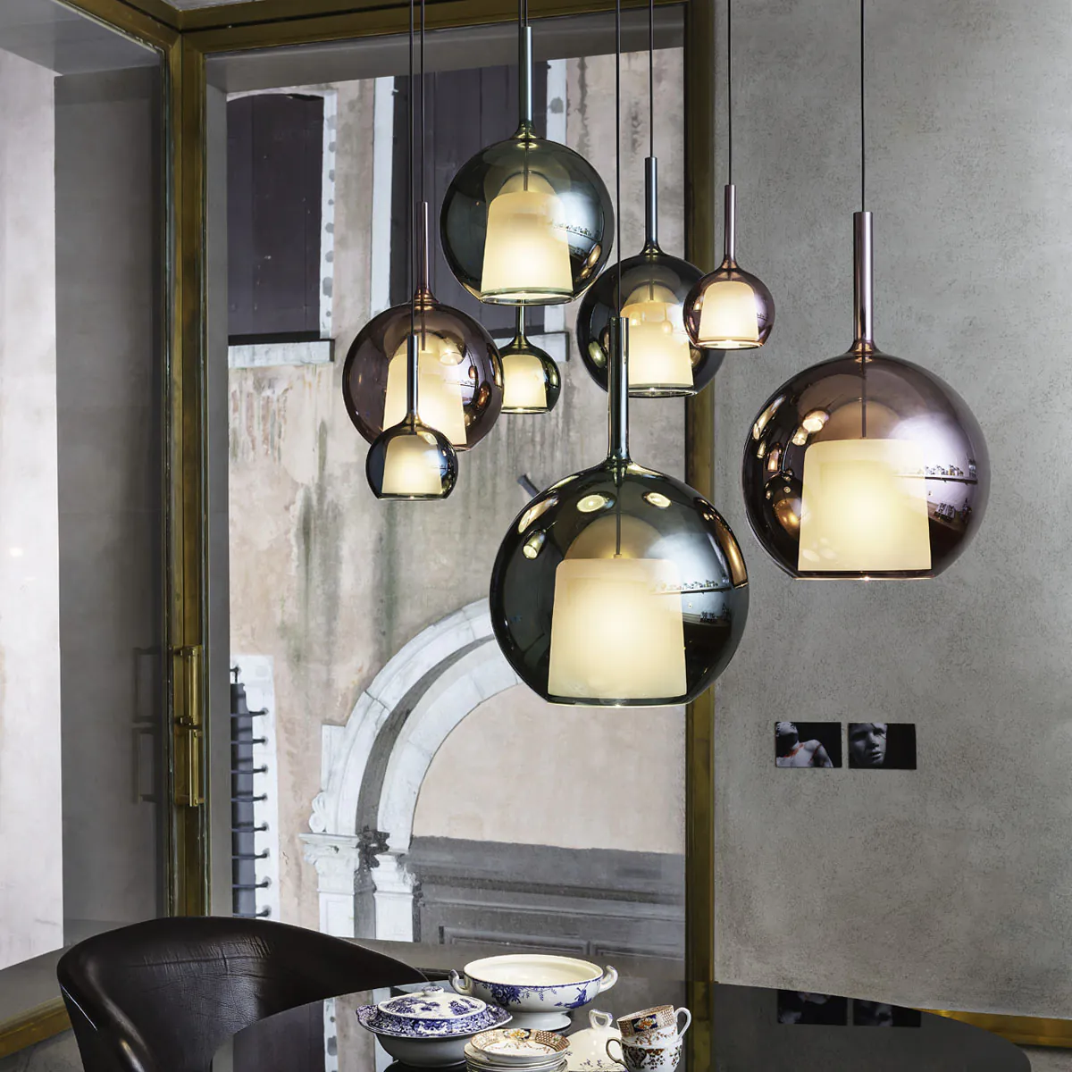 Glo 0811-20 Mini Pendelleuchte Ø: 13 cm, Bronze Glas, 4 m