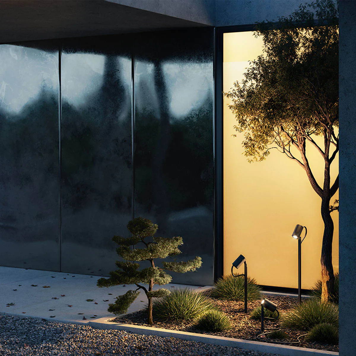 Schmale Erdspießleuchten mit connect Stecker für außen im Garten