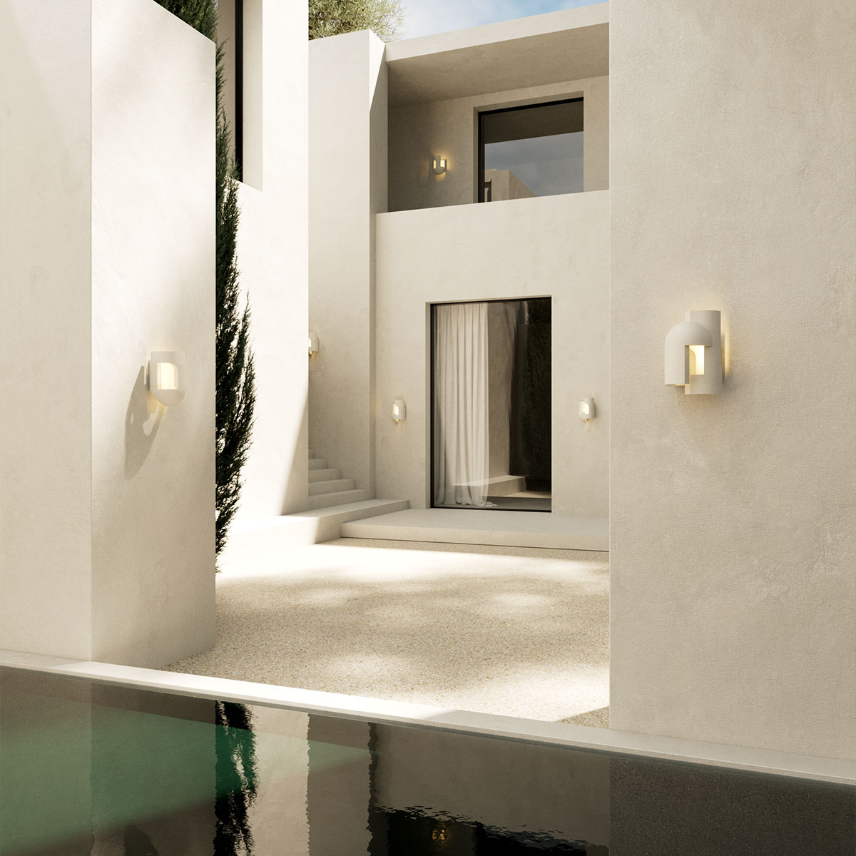 Soul Story 1 Outdoor Wandleuchte, H: 28,7 cm in Weiß – moderne Designerleuchte von DCW Editions geeignet für den Eingangsbereich auch für Badezimmer geeignet