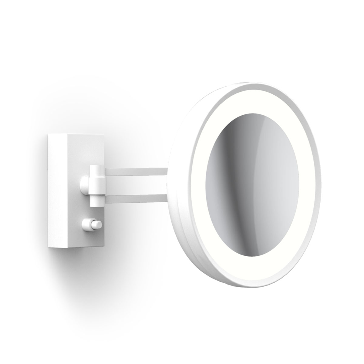 Hochwertiger Kosmetikspiegel mit LED-Licht – Decor Walther BS 36 7x Kosmetik, Schminkspiegel mit Licht Bad, H: 22 cm, B: 30 cm, Weiß matt, 7x Vergrößerung