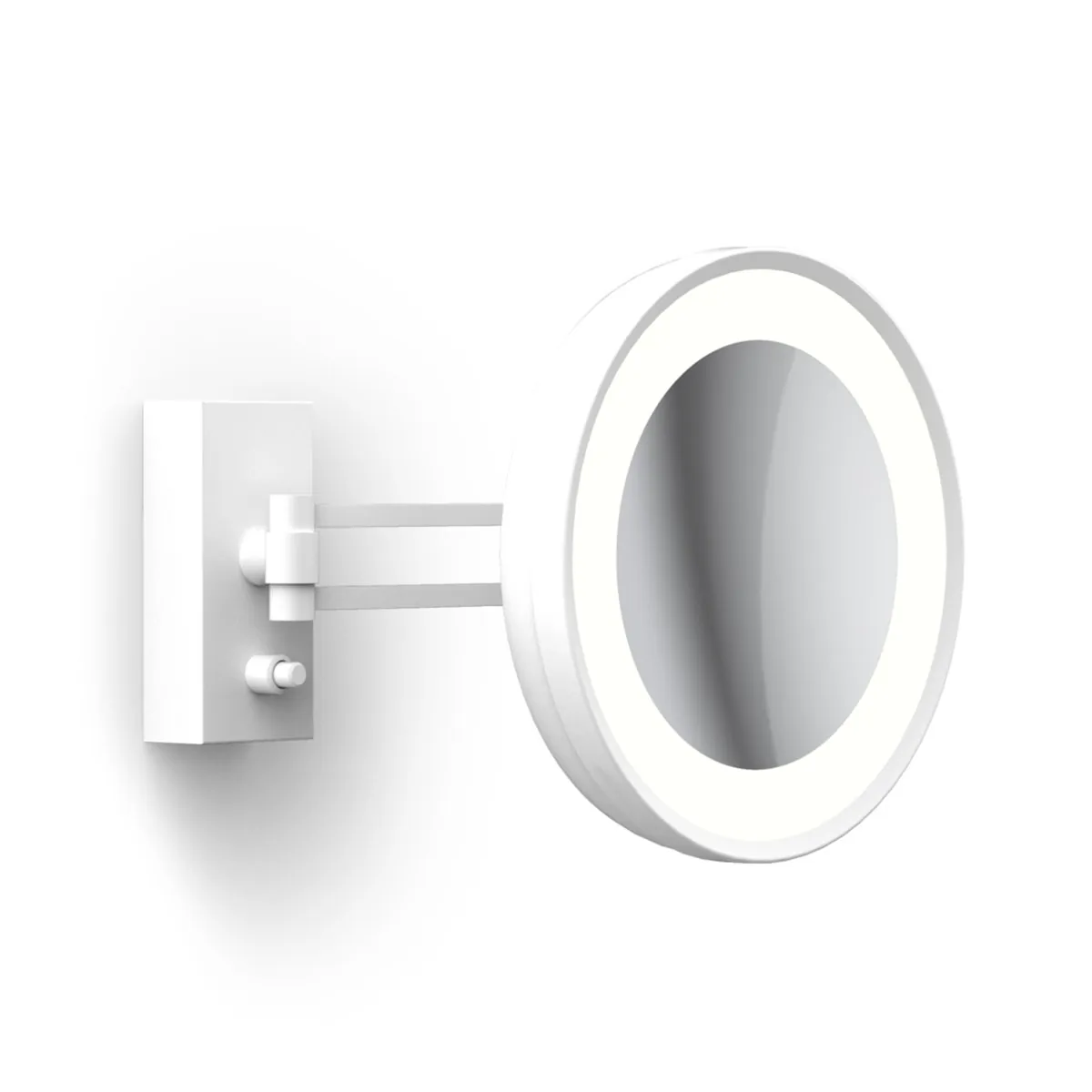 Hochwertiger Kosmetikspiegel mit LED-Licht – Decor Walther BS 36 7x Kosmetik, Schminkspiegel mit Licht Bad, H: 22 cm, B: 30 cm, Weiß matt, 7x Vergrößerung