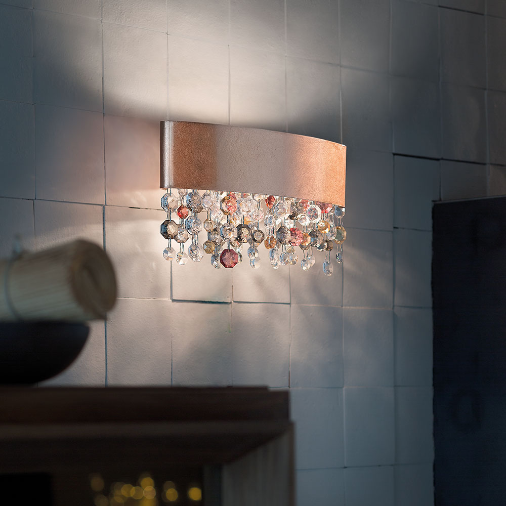 Olà A1 OV 30 Wandleuchte, Gold brüniert, L: 30 cm, Retrofit Olà A6 OV 160 Wandleuchte, Weiß matt, L: 160 cm, LED-Modul