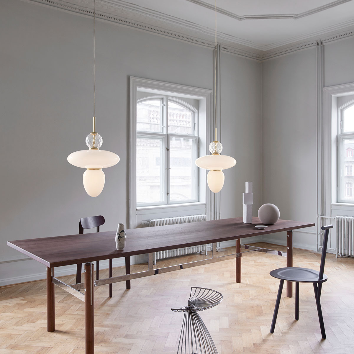 Rizzatto 43 Pendelleuchte, Ø: 40 cm, Silber satiniert