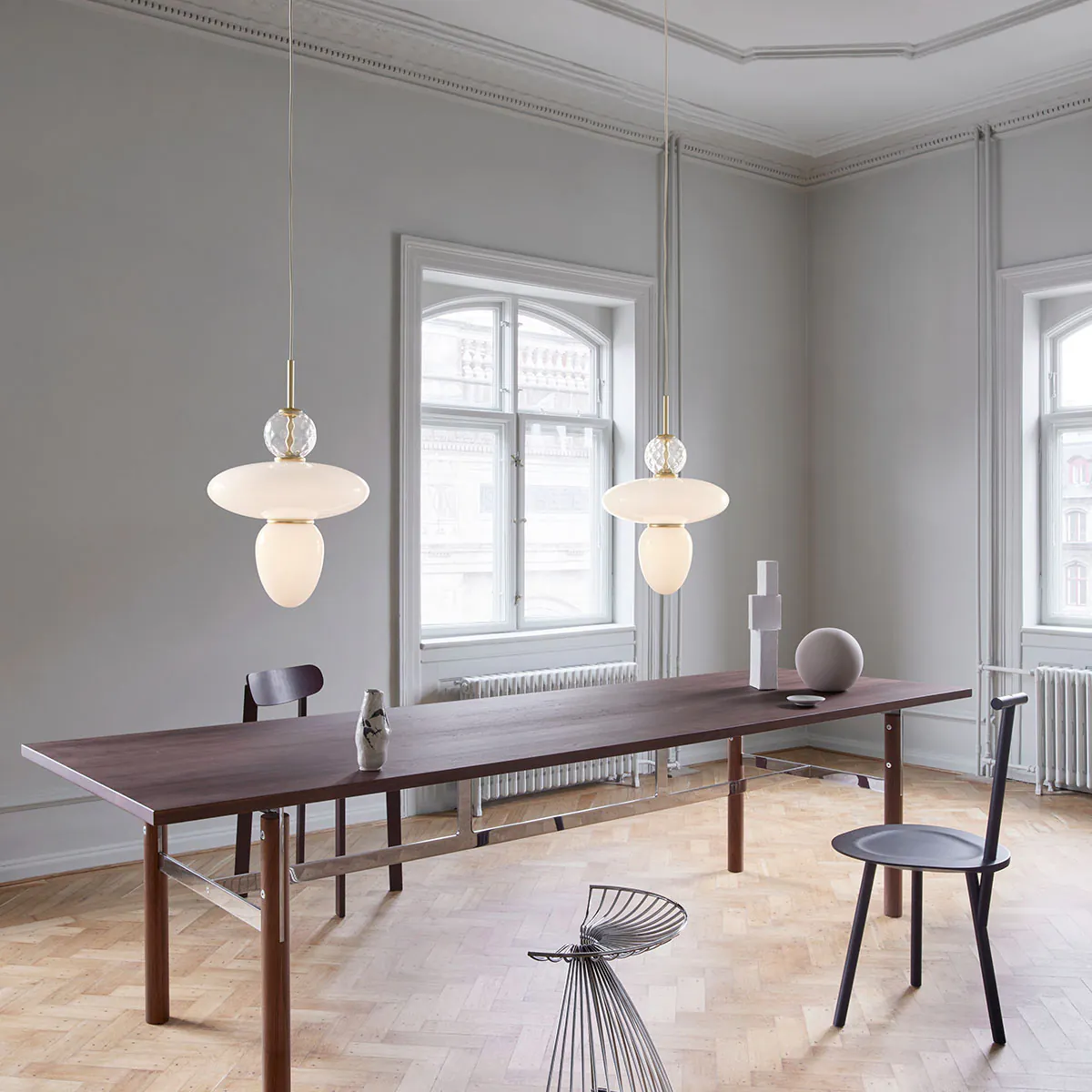 Rizzatto 43 Pendelleuchte, Ø: 40 cm, Silber satiniert