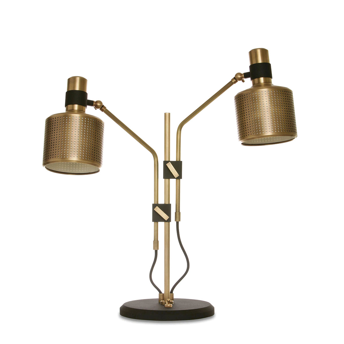 Bert Frank Riddle Double, Tischlampe, H: 55 cm, 2-flammig aus goldfarbene Oberfläche – exklusives britisches Design, funktionales Licht, Riddle-Serie mit exklusiven Designer-Wandleuchten Bert Frank Riddle Double, Tischlampe, H: 55 cm, 2-flammig aus goldfarbene Oberfläche – exklusives britisches Design, funktionales Licht, Riddle-Serie mit exklusiven Designer-Wandleuchten