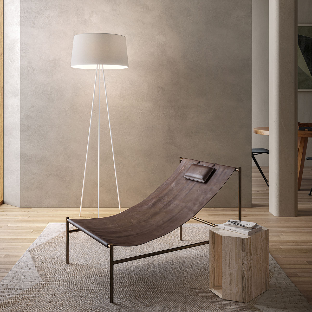 Tripod Floor Stehleuchte, H: 175 cm, Weiß Tripod Floor Stehleuchte, H: 175 cm, Mokka