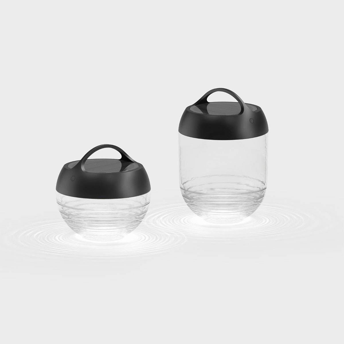 aqu Solar-Akku Tischleuchte, True gold, H: 35,1 cm Kleine runde mobile Akku Lampe für außen aus Glas und Metall in der Farbe Bronze im Garten auf dem Tisch