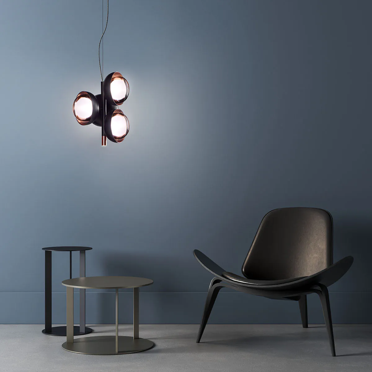 Muse 554.25 Pendelleuchte 3-flammig Ø: 38 cm, Schwarz & Kupfer