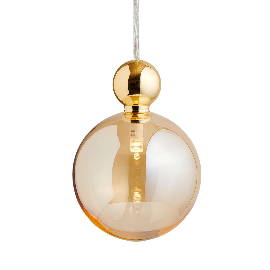 Uva Pendelleuchte L Ø 10 cm, Golden Smoke, Gold, mit Einzelbaldachin Uva Pendelleuchte L Ø 10 cm, Golden Smoke, Gold, für Multi-Baldachin