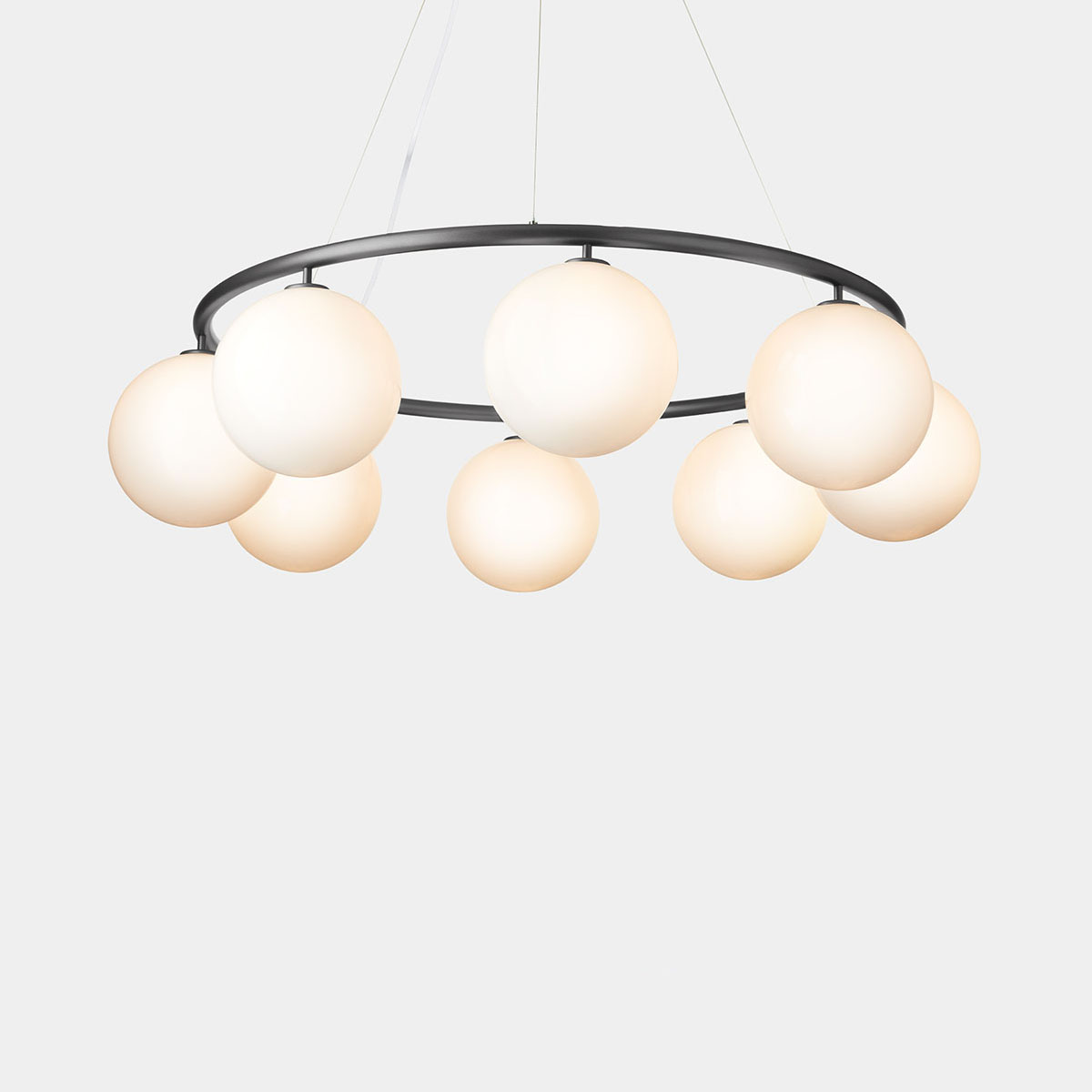 Miira 8 Kronleuchter Ø: 100 cm, Steingrau, Opalglas