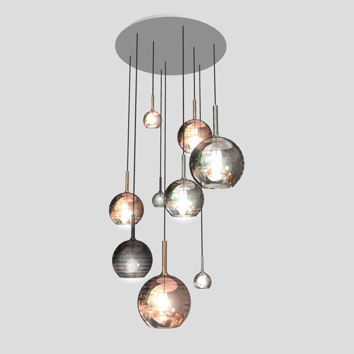 Penta Lampen Baldachin für Glo, Lit, Mom 9-fach, Ø: 80 cm x H: 5 cm, Titanium